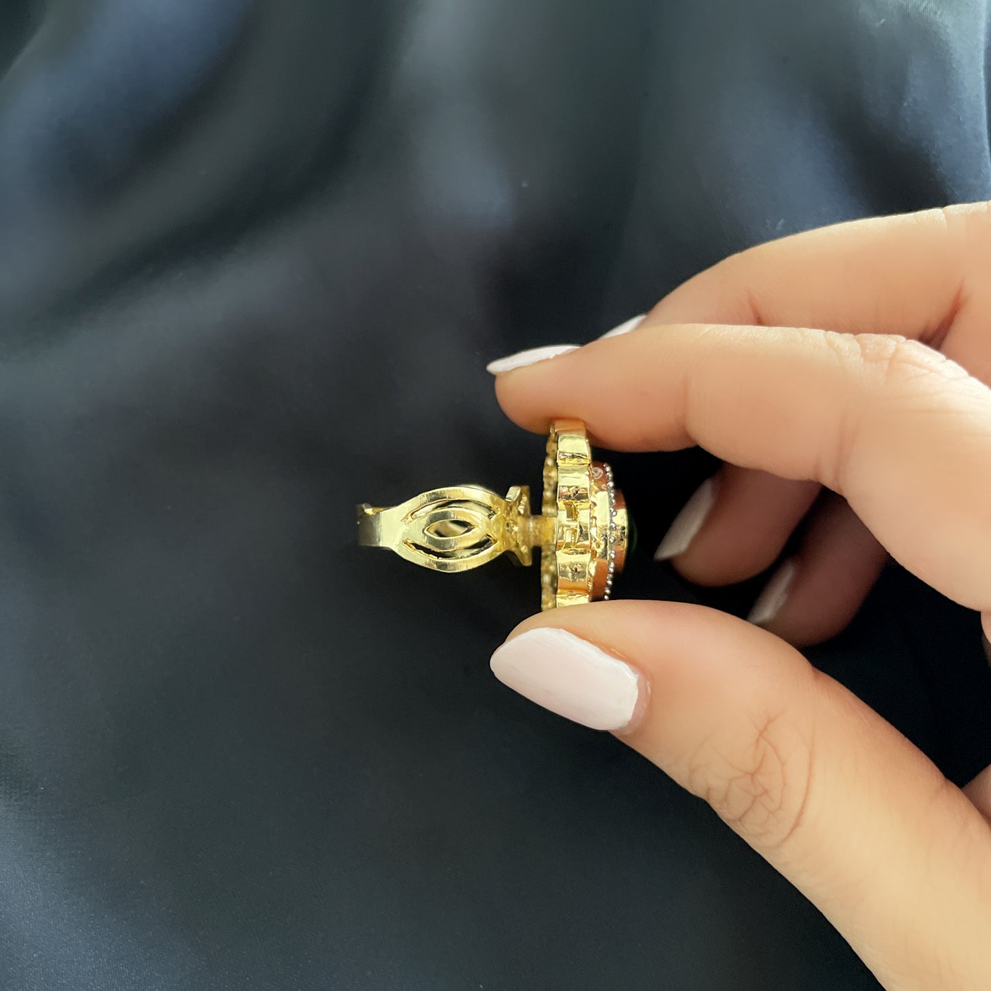 Green Kundan Ring