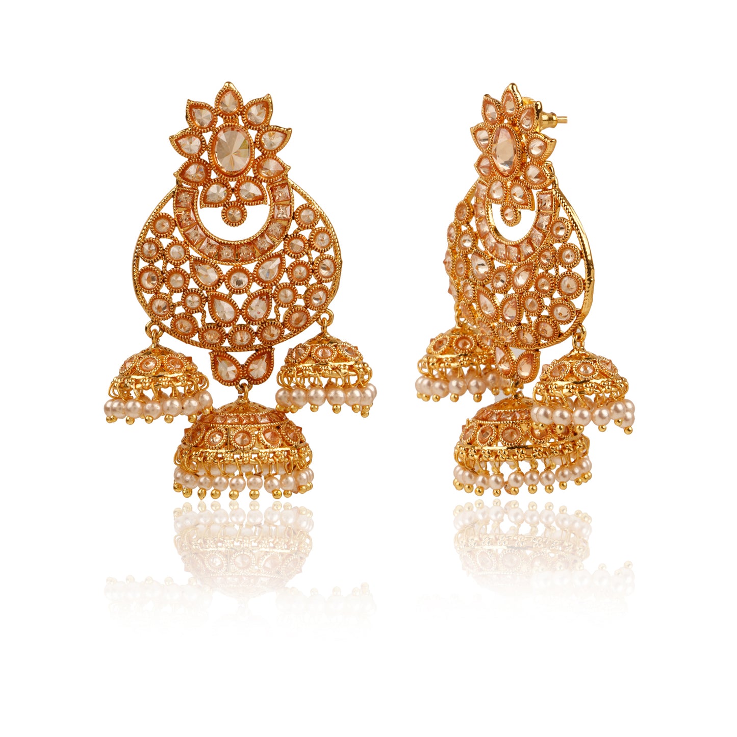 Three Way Champagne Jhumkis