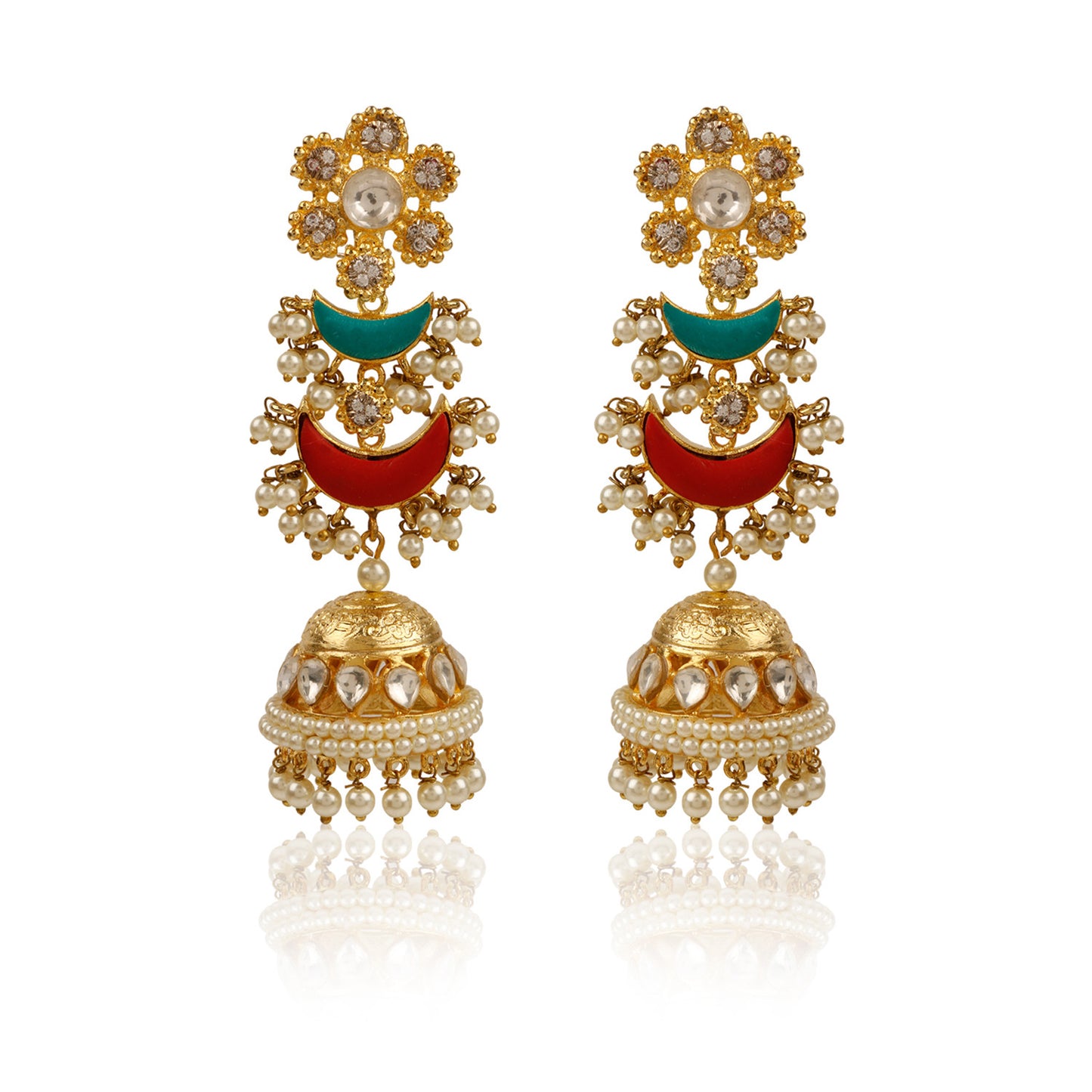 Liana Multicolour Kundan Jhumki
