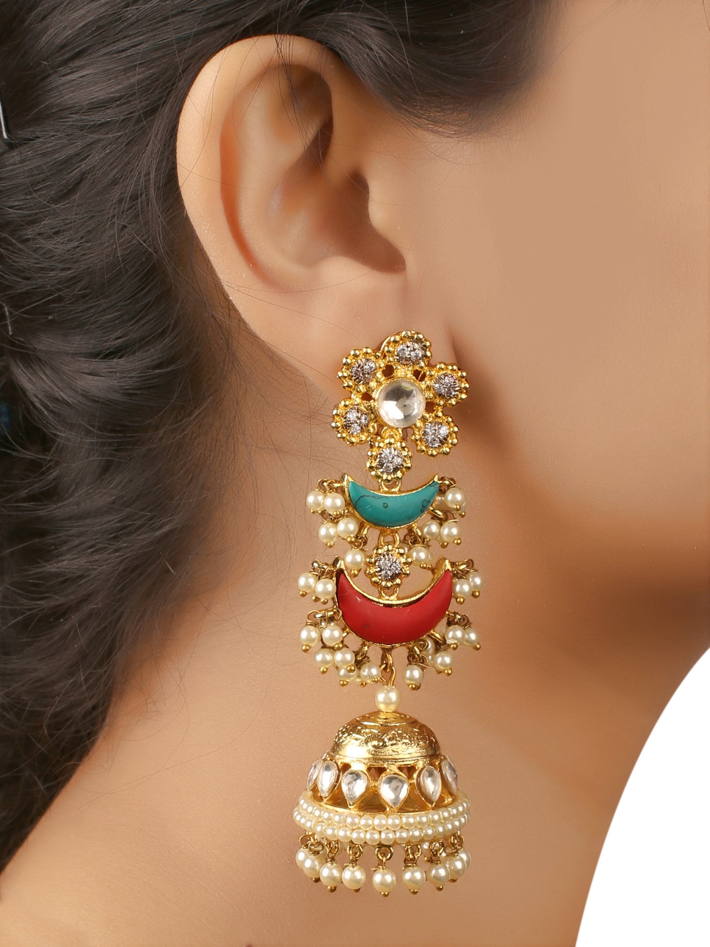 Liana Multicolour Kundan Jhumki