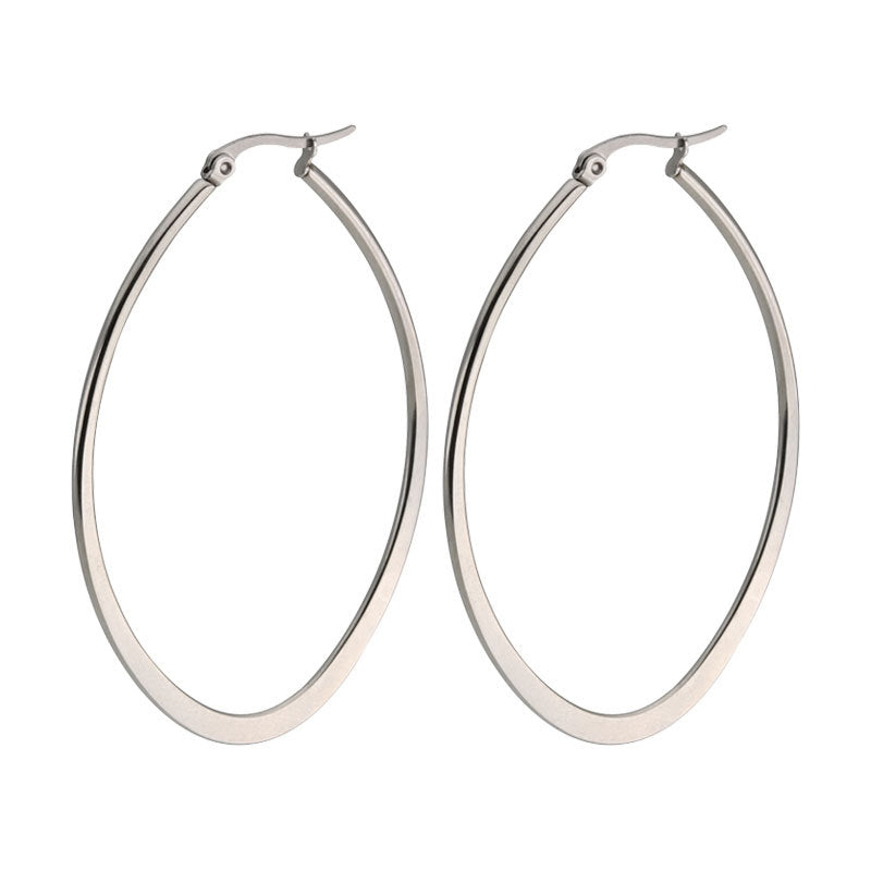 Oval Silver Hoops