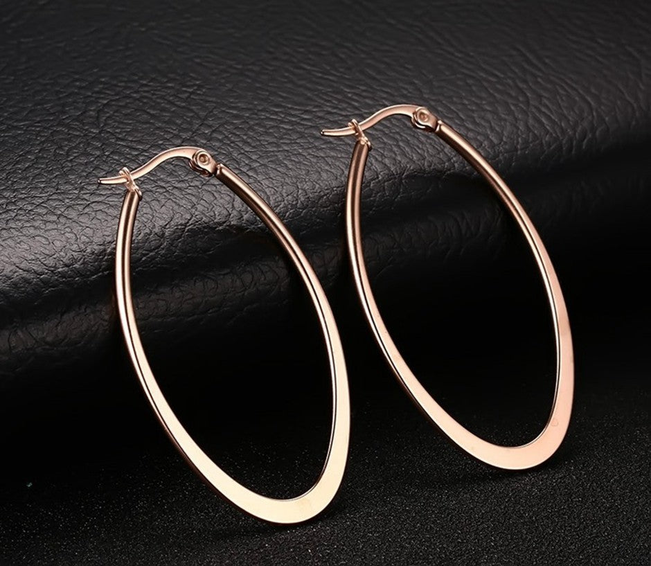 Oval Rose Gold Hoops