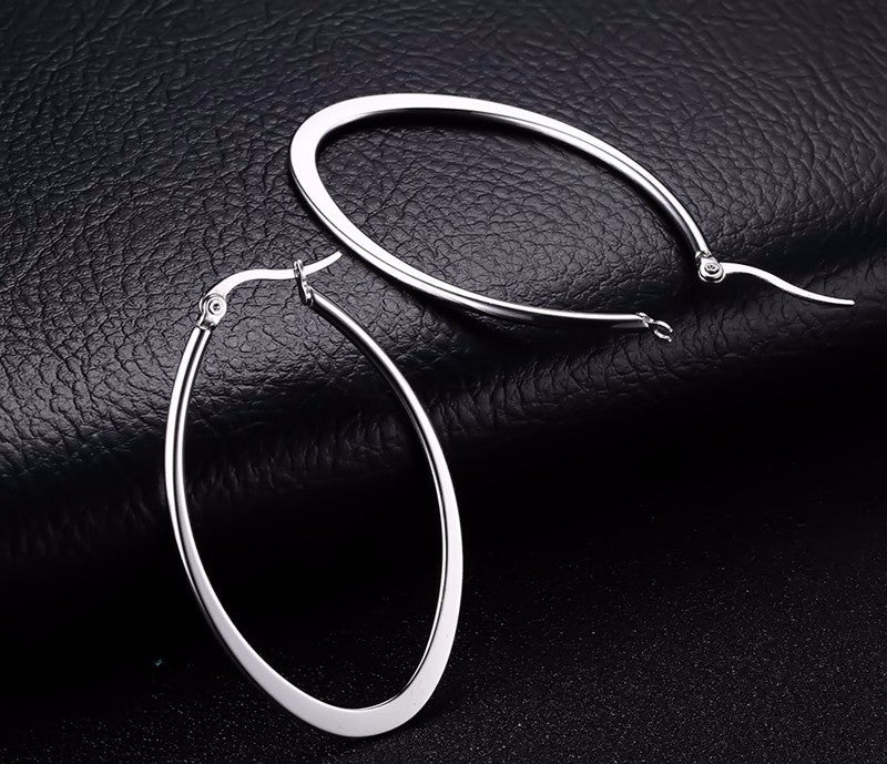 Oval Silver Hoops