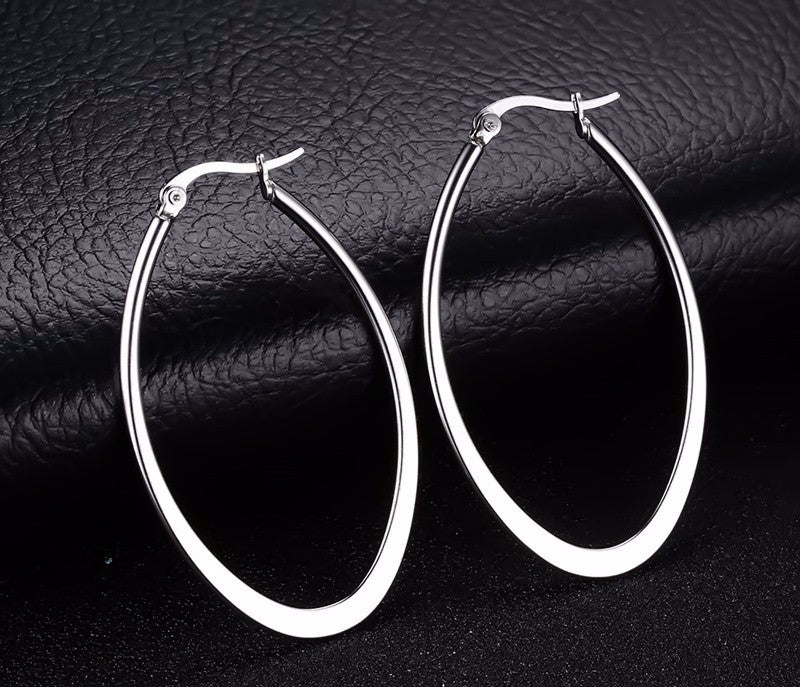 Oval Silver Hoops