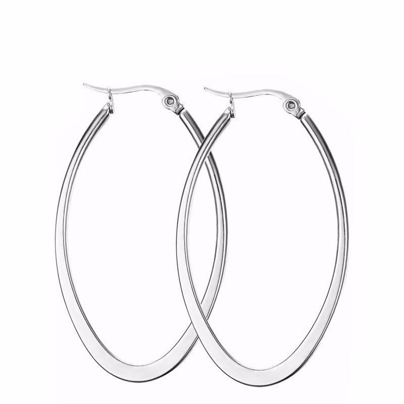 Oval Silver Hoops