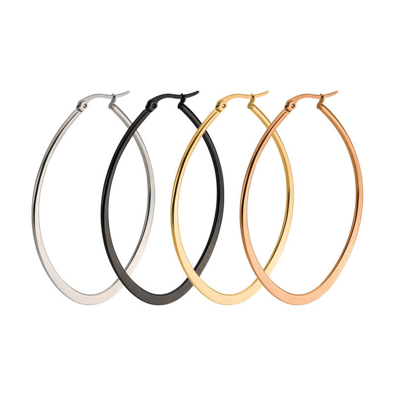 Oval Silver Hoops