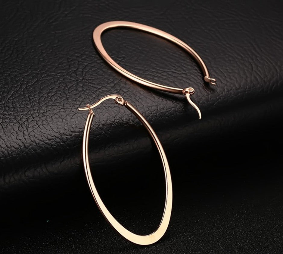 Oval Rose Gold Hoops