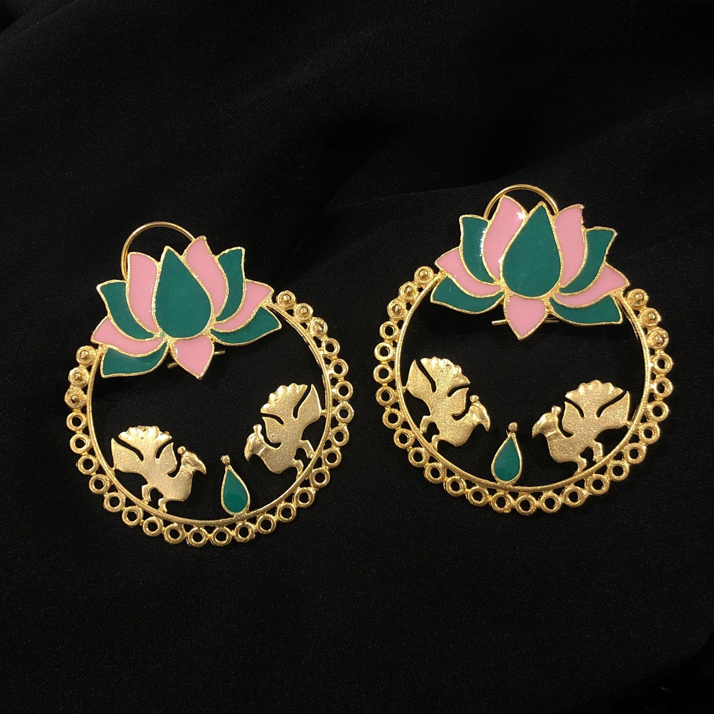 Green Lotus Earrings