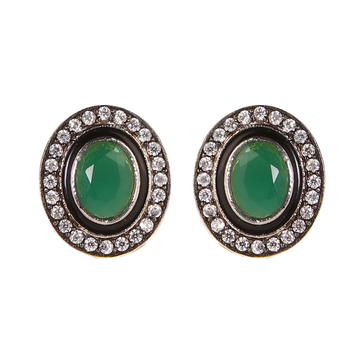 Emerald Kundan Studs