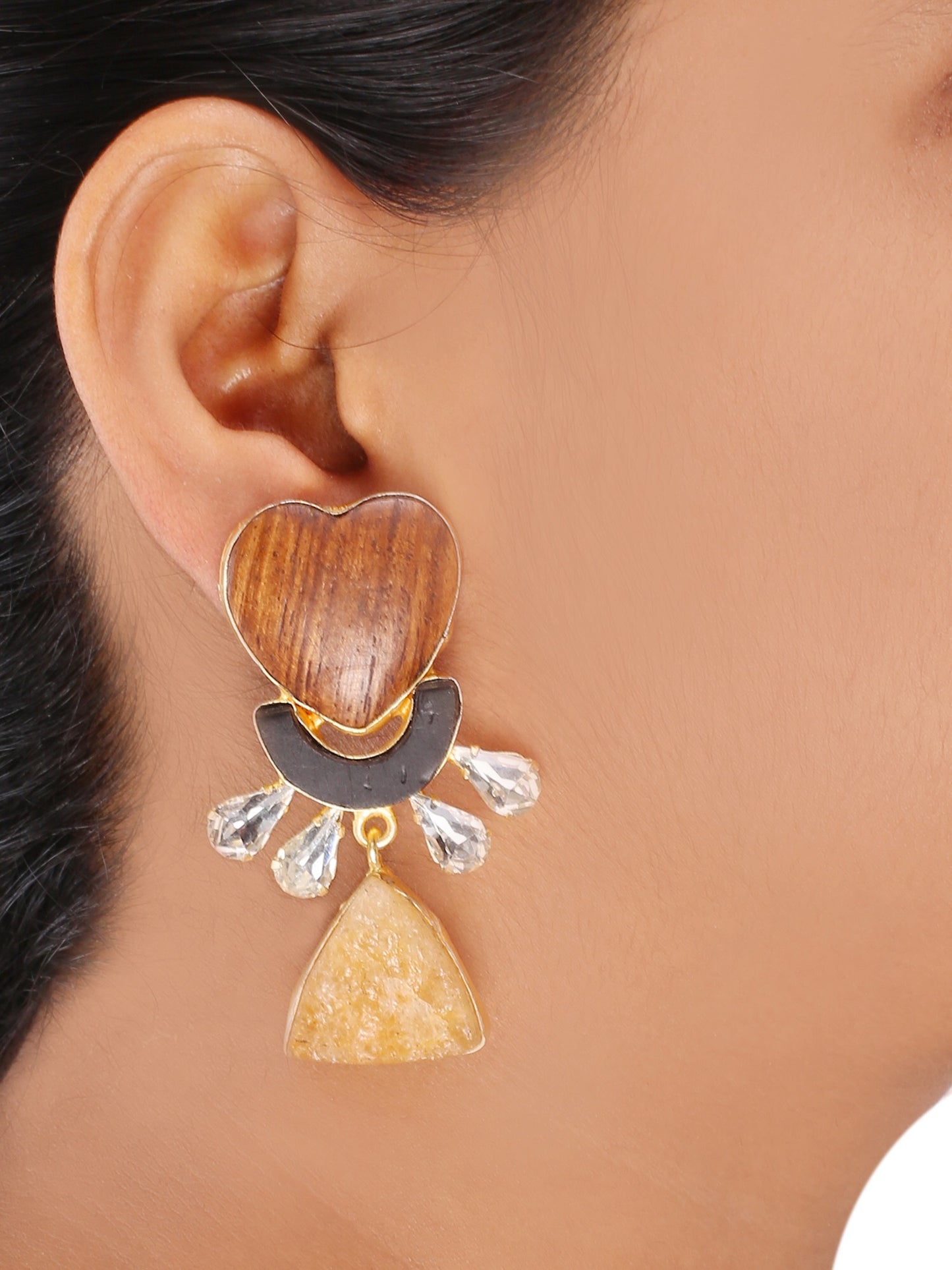 Wooden Heart Earrings