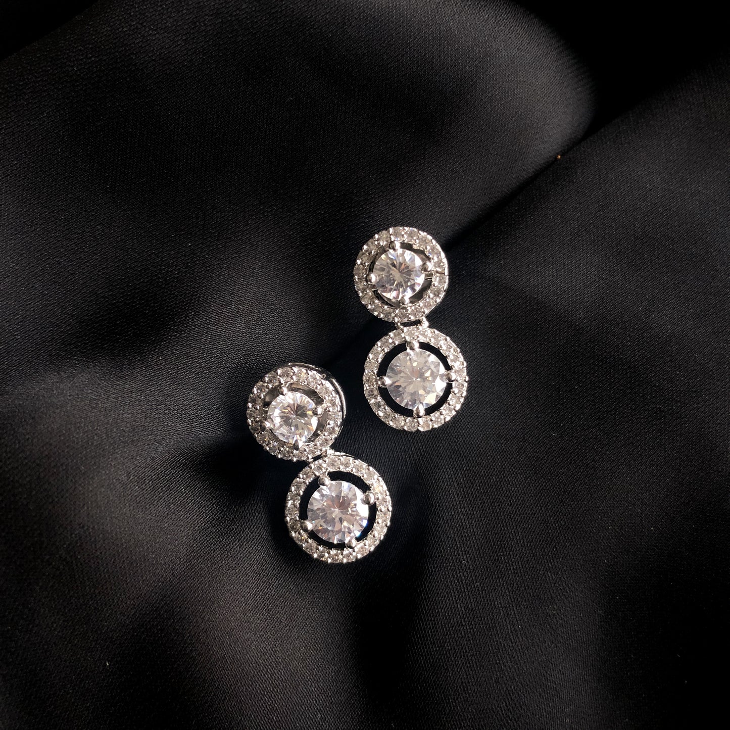 Double Halo Solitaire Earring