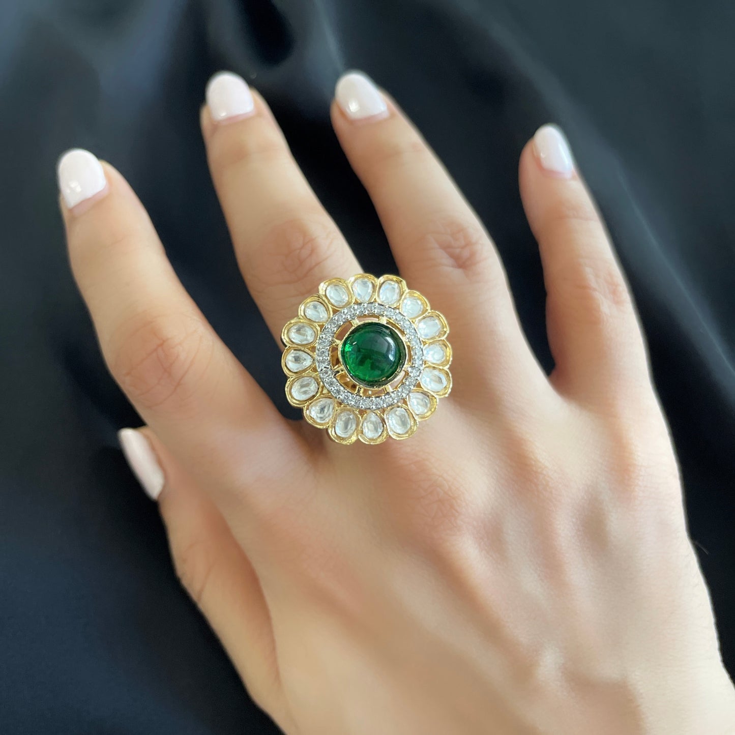 Green Kundan Ring