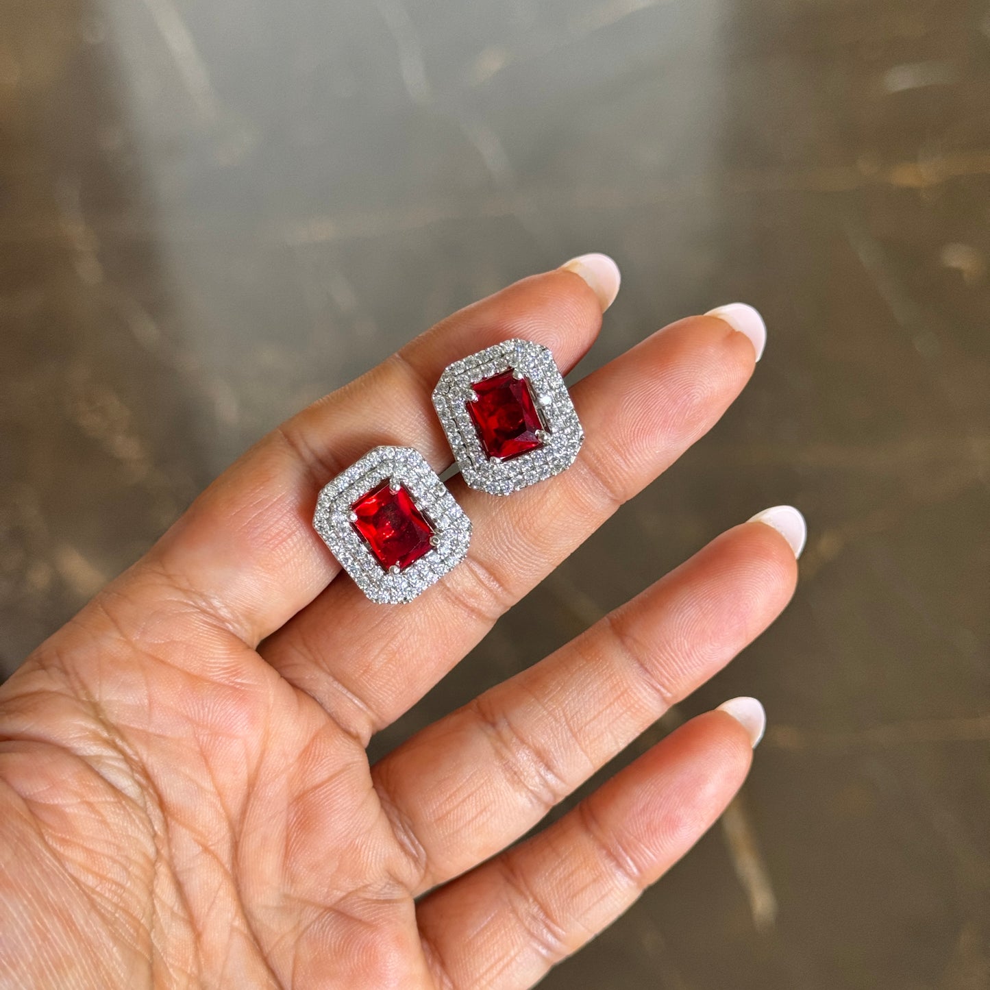 Ruby Diamond Studs