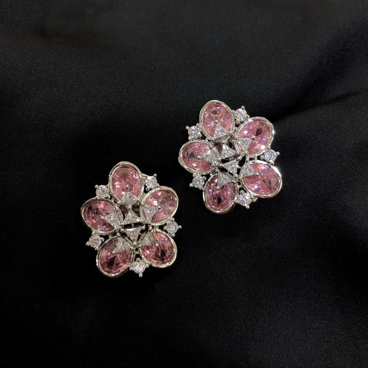 Pink Crystal Bloom Earrings
