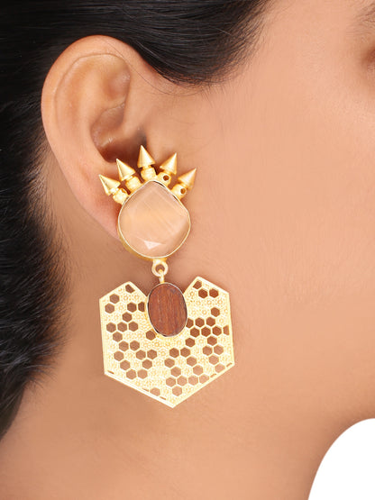 Wooden Honeycomb Earrings