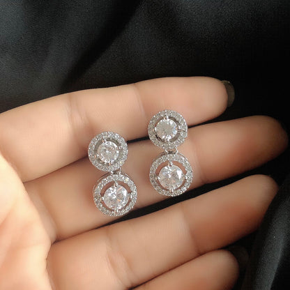 Double Halo Solitaire Earring
