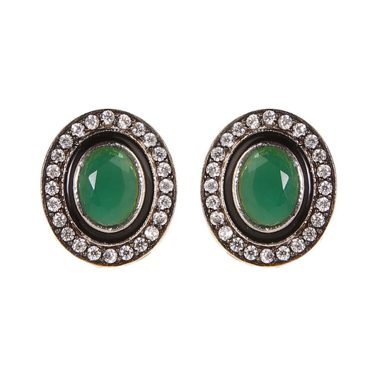 Emerald Kundan Studs