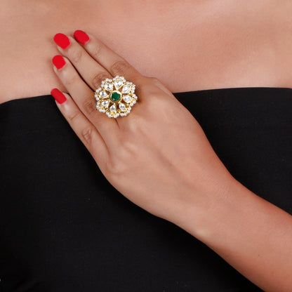 Kundan Emerald Ring